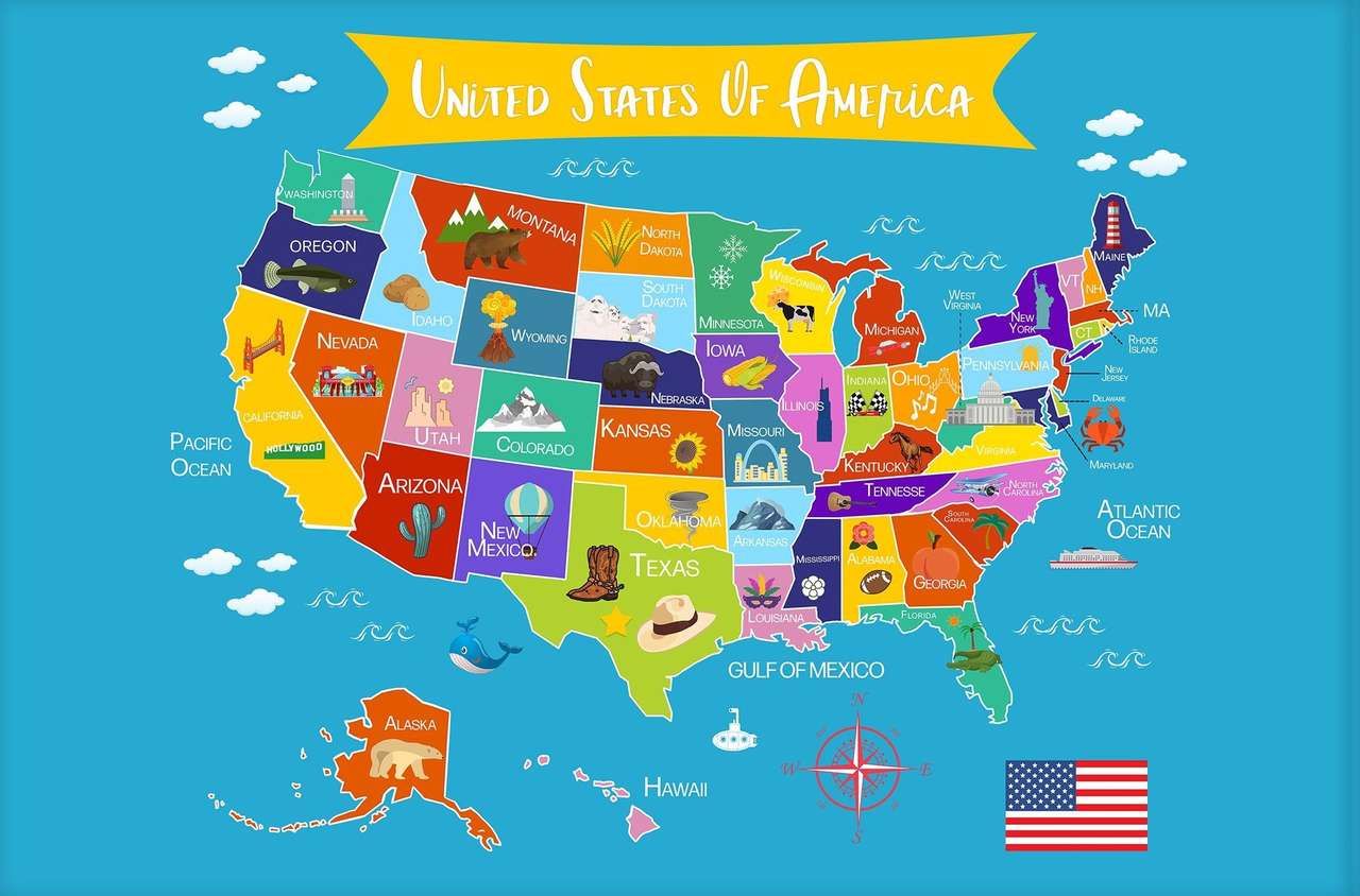 Mapa Stanów Zjednoczonych puzzle online