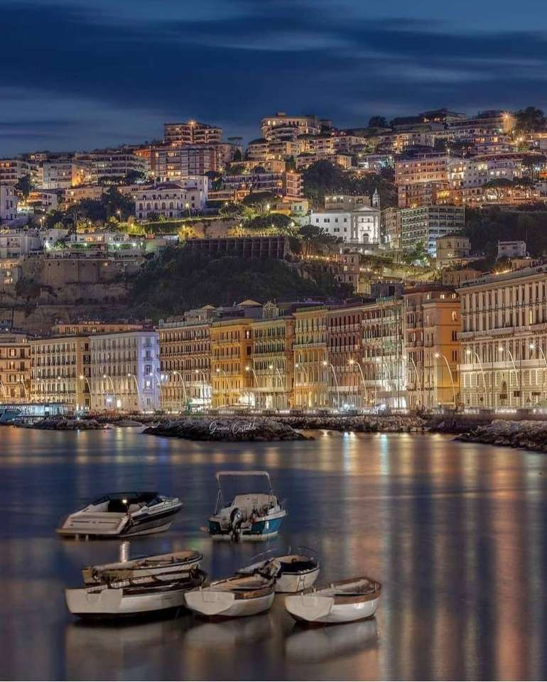 Neapol długi morze w nocy puzzle online