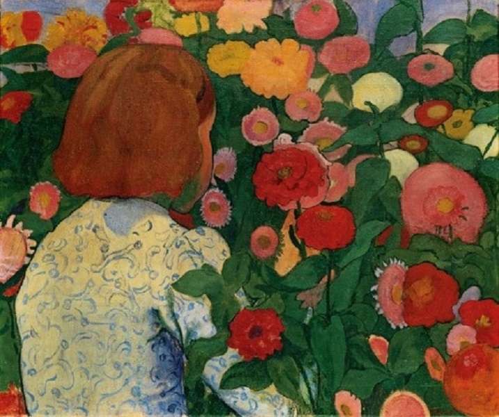 "Dziewczyna z kwiatami" z Cuno Amiet 1896 puzzle online