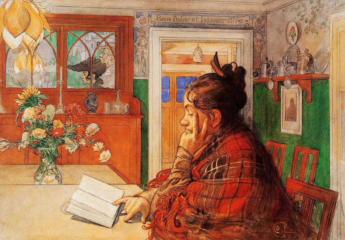 Kobieta czytająca książkę puzzle online