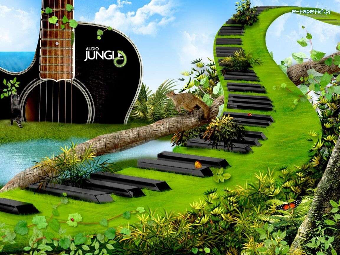 Grafika- dżungla, gitara, klawisze puzzle online