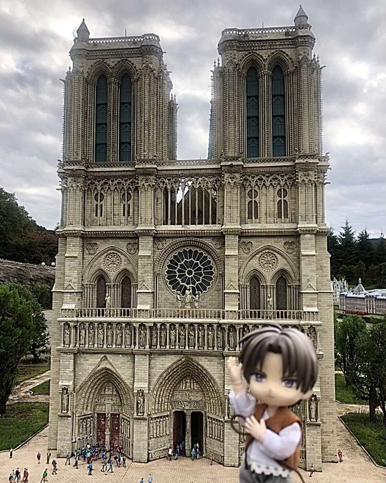 Hasebe przed Notre-Dame de Paryż puzzle online