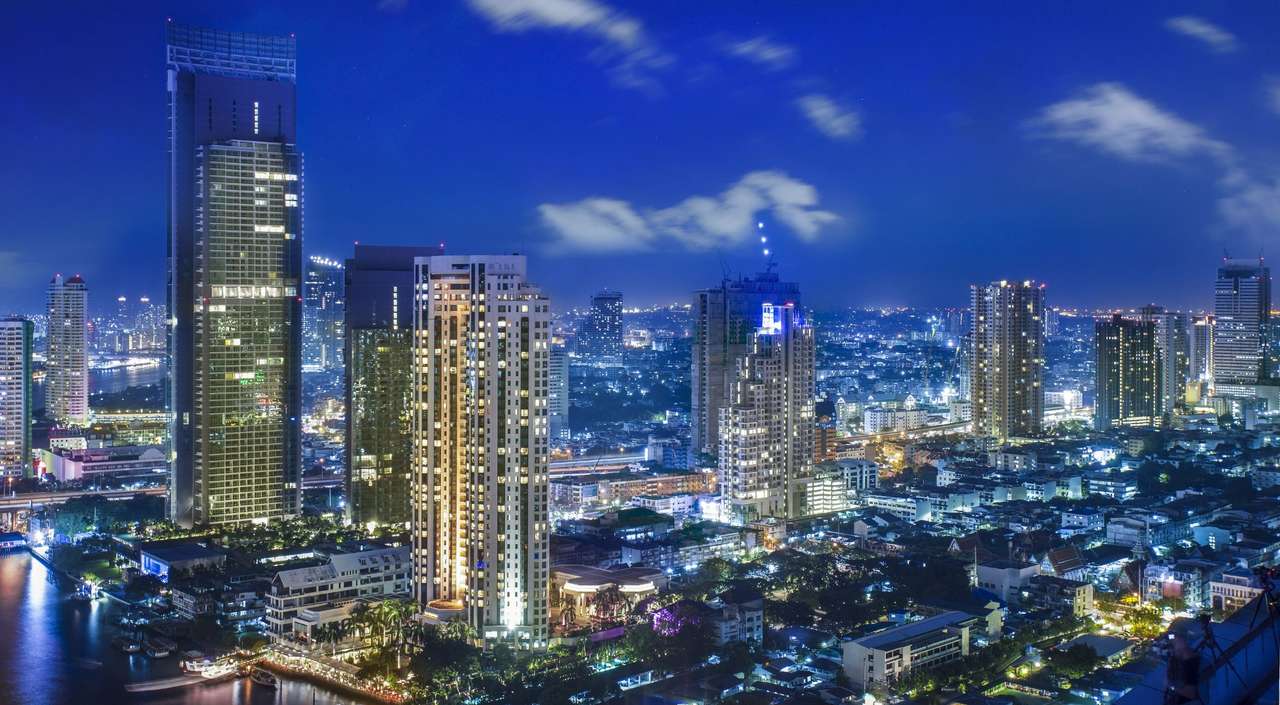 Miasto miasto nocą w Bangkoku puzzle online
