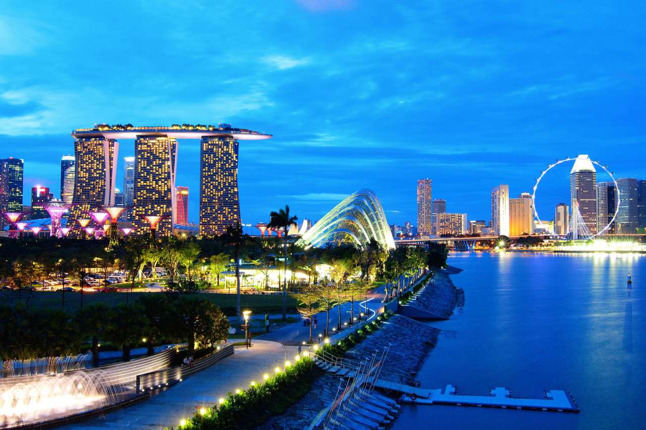 Singapur Skyline w nocy puzzle online