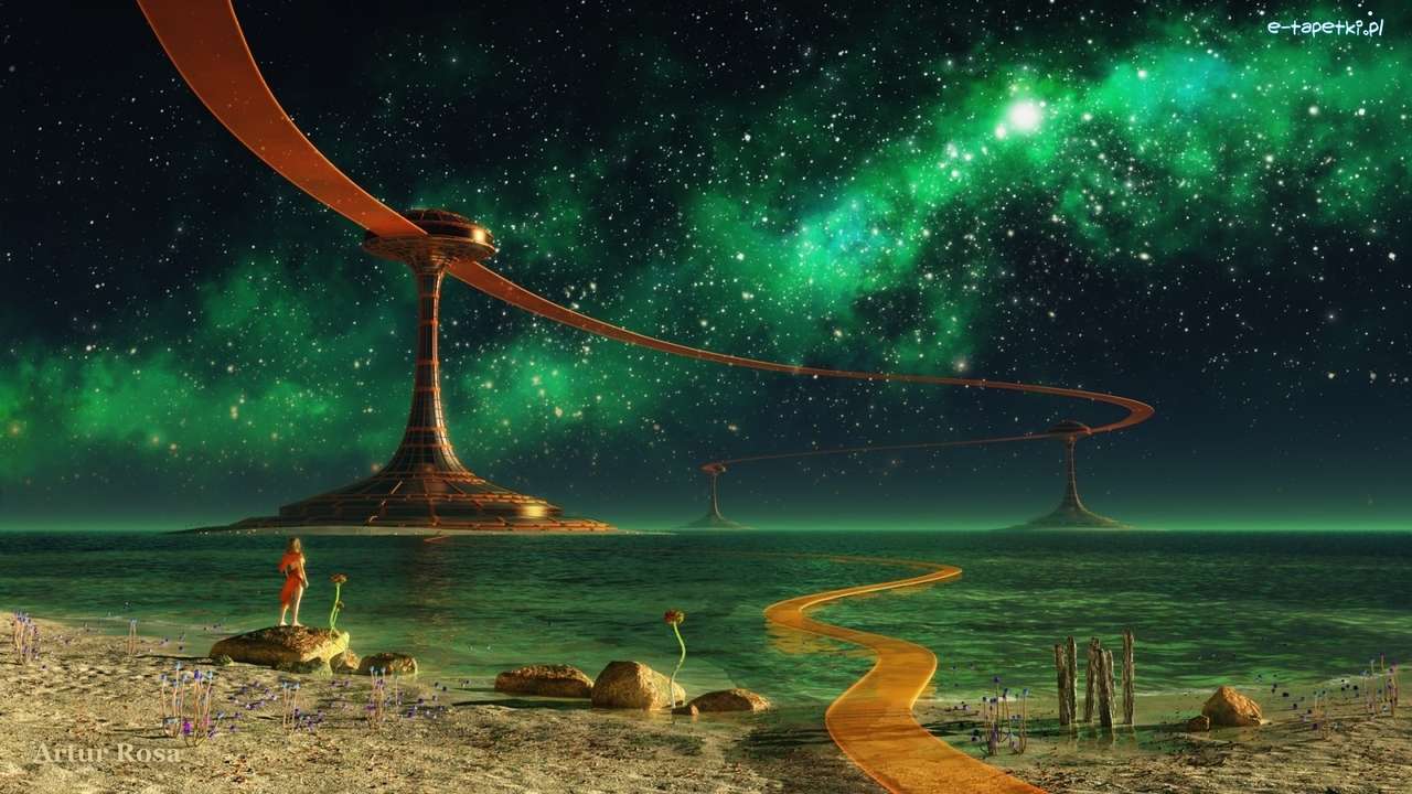 Grafika- fantasy -morze, gwiazdy puzzle online