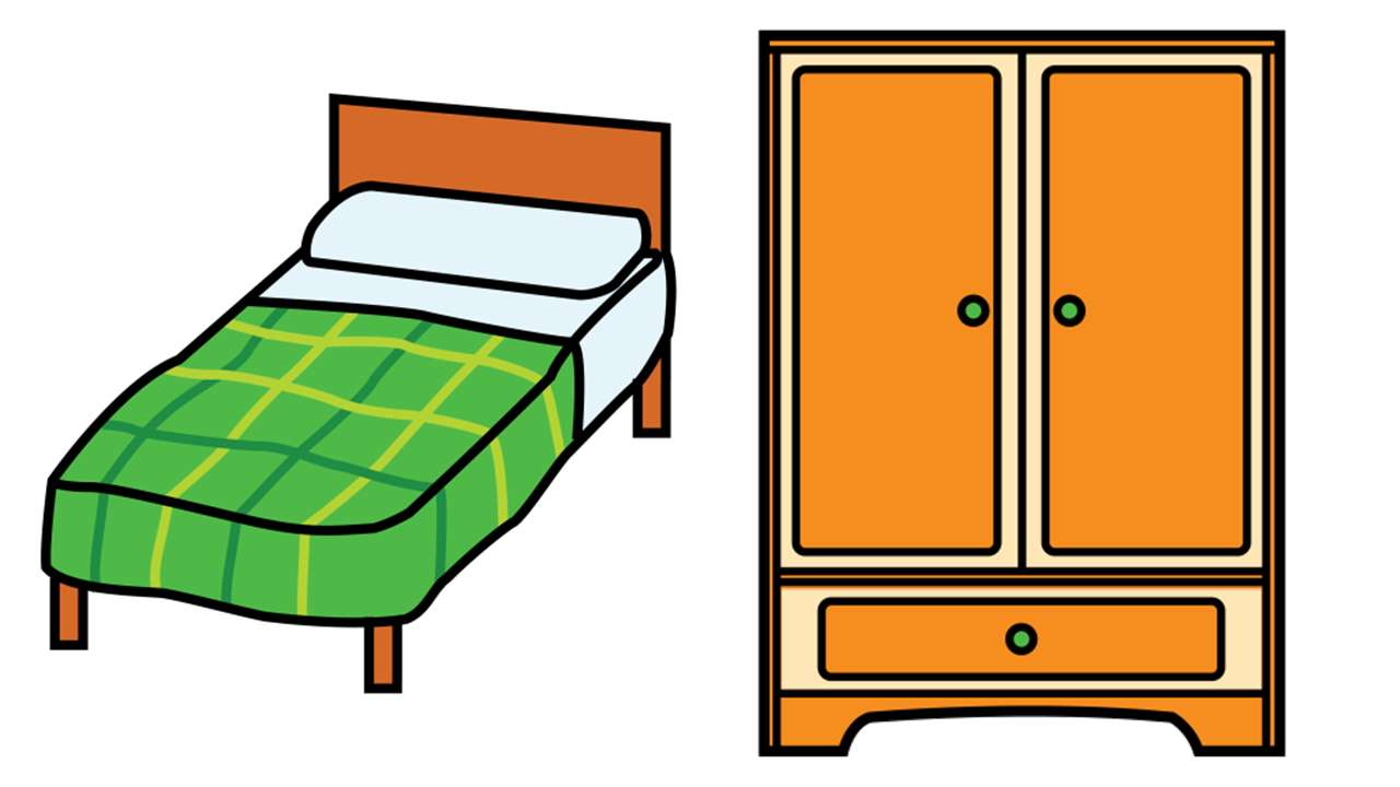 Łóżko i szafa. puzzle online