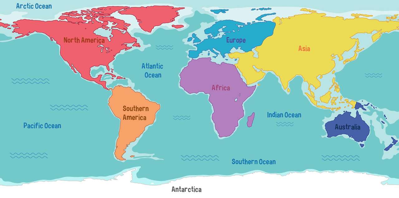 Oceany i kontynenty puzzle online