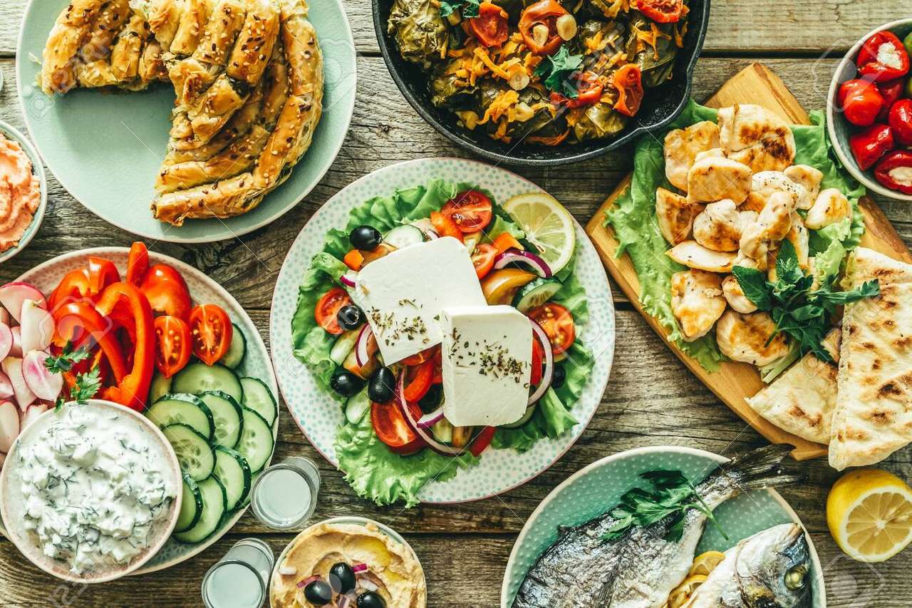 Płytki śródziemnomorskiego jedzenia puzzle online