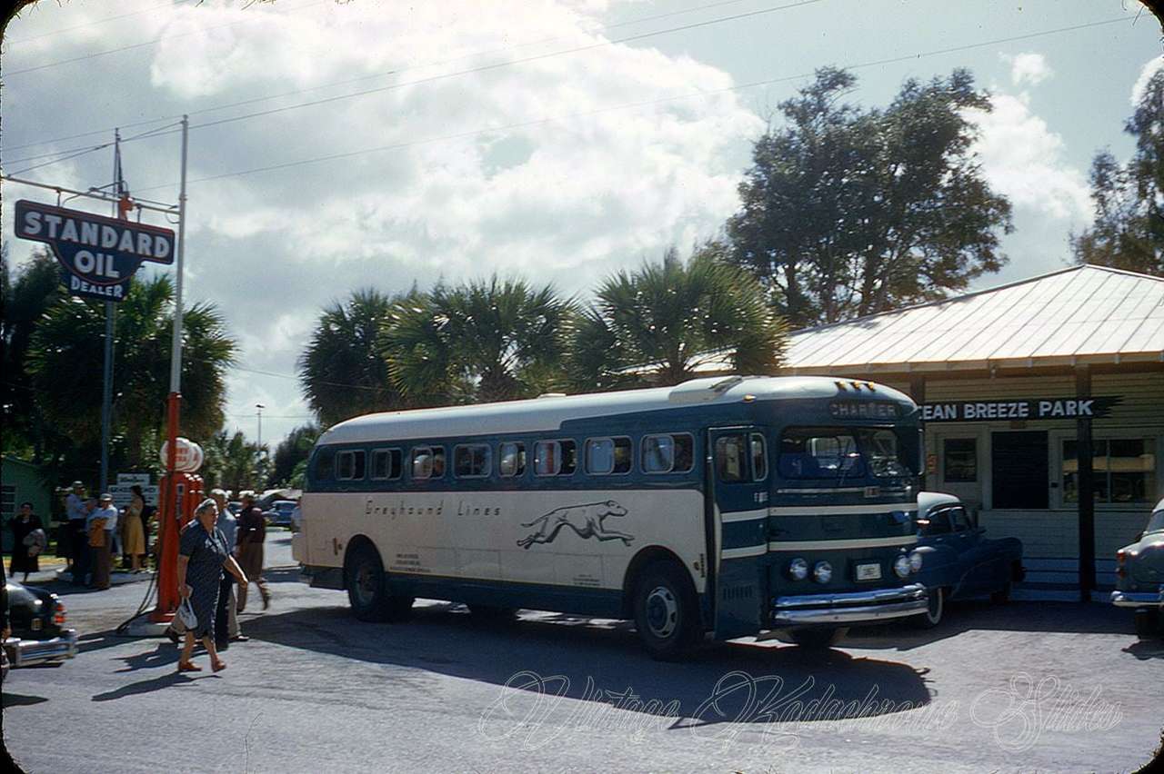 1953 Greyhound Bus Ocean Breeze Mobile Park Florida puzzle online