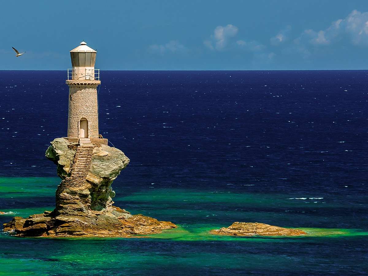 Latarnia morska Andros Grecka Wyspa puzzle online