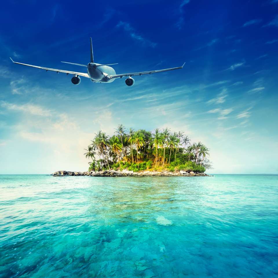 Samolot nad niesamowitym krajobrazem oceanu puzzle online