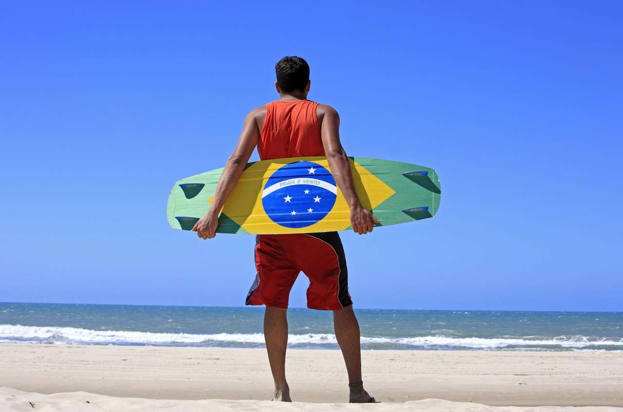 Brazylijska flaga malowana na desce latawiec puzzle online