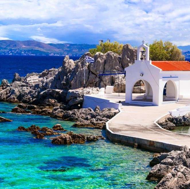 Kościół w wiosce Mesta na wyspie Chios puzzle online