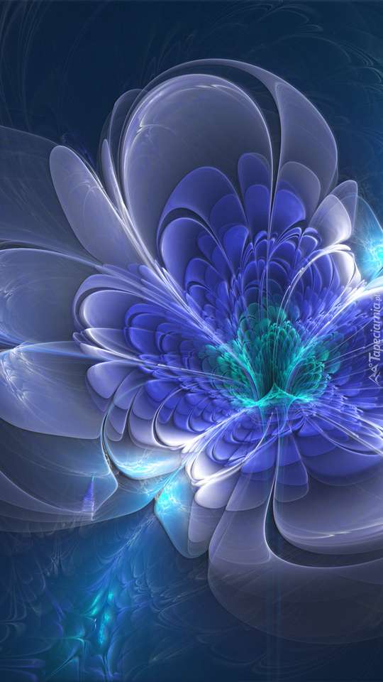 Grafika- szaro-niebieski kwiat puzzle online