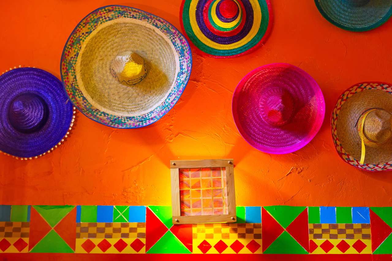 Meksykańskie sombreros na ścianie puzzle online