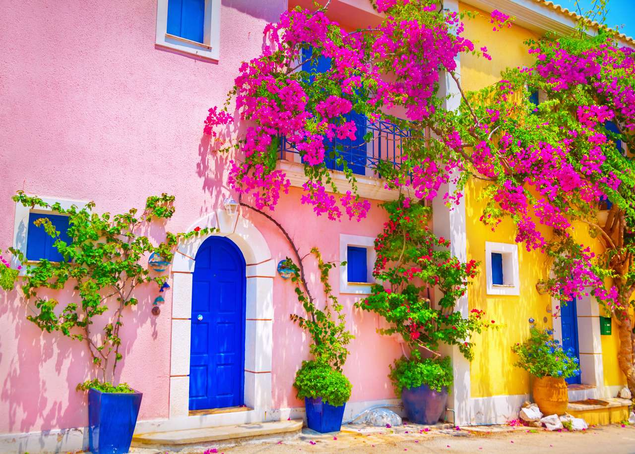 Kolorowa ulica na wyspie Kefalonia, Grecja puzzle online