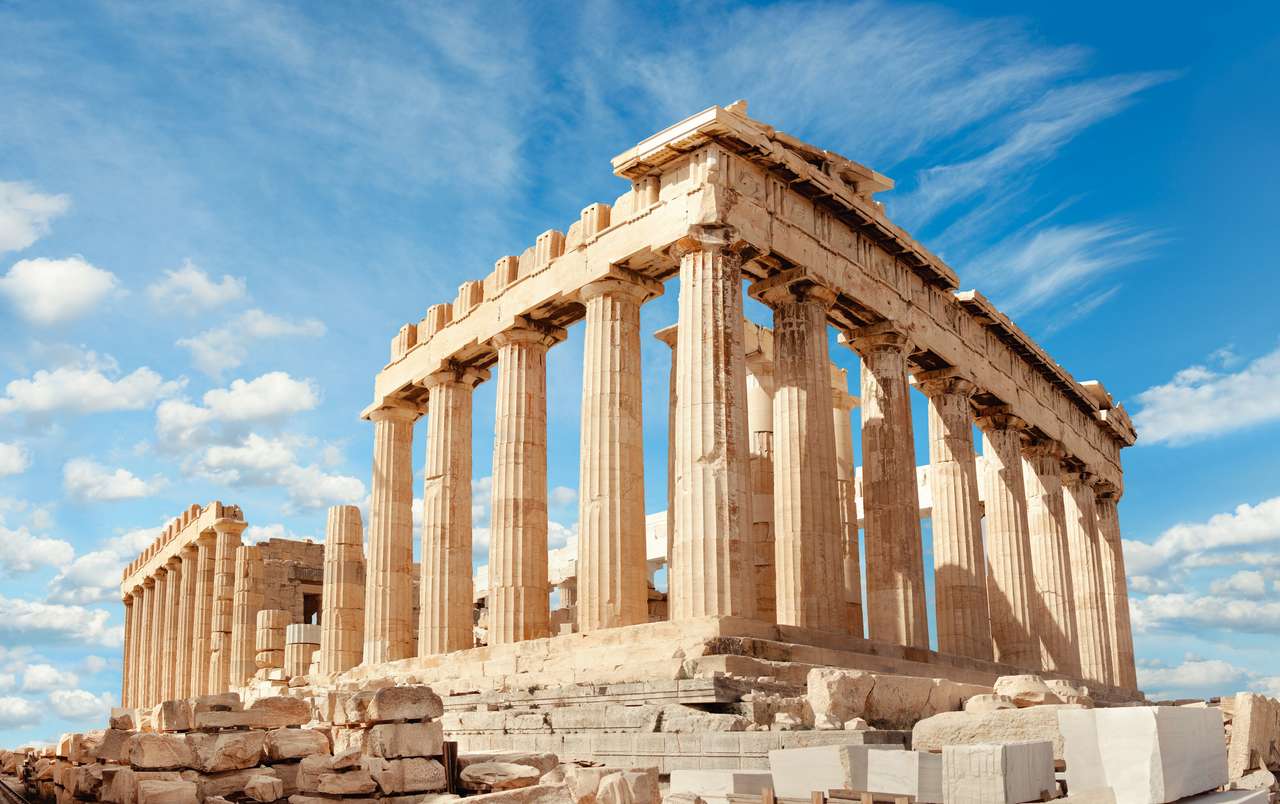 Partenon świątynia w jasny dzień. Akropol w Atenach, Grecja puzzle online