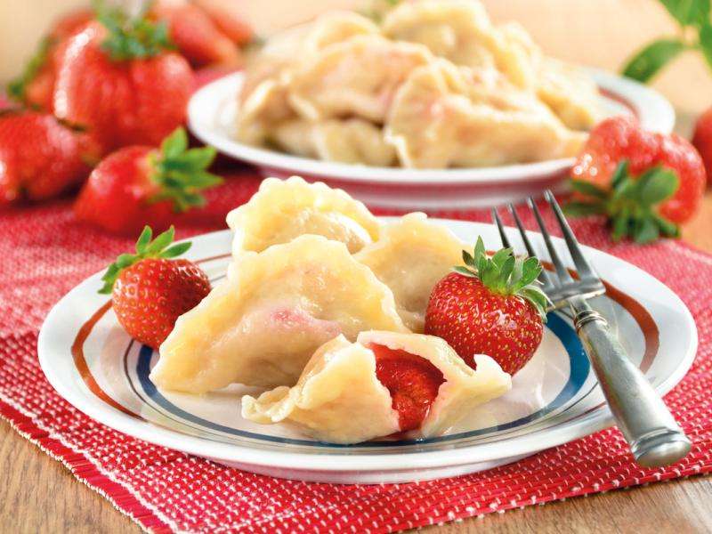 Dumplings with strawberries and cheese puzzle