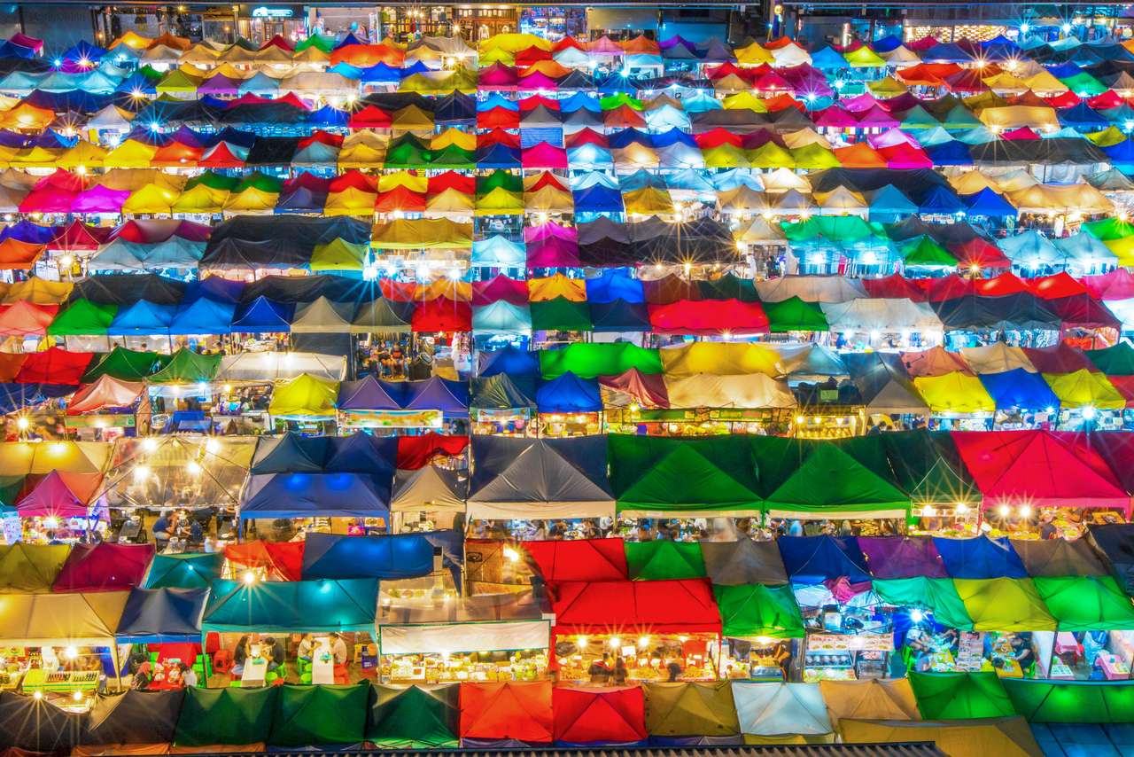 Tajlandia Night Market, Street Night Market Colorful and Beauty of Night Market, puzzle online