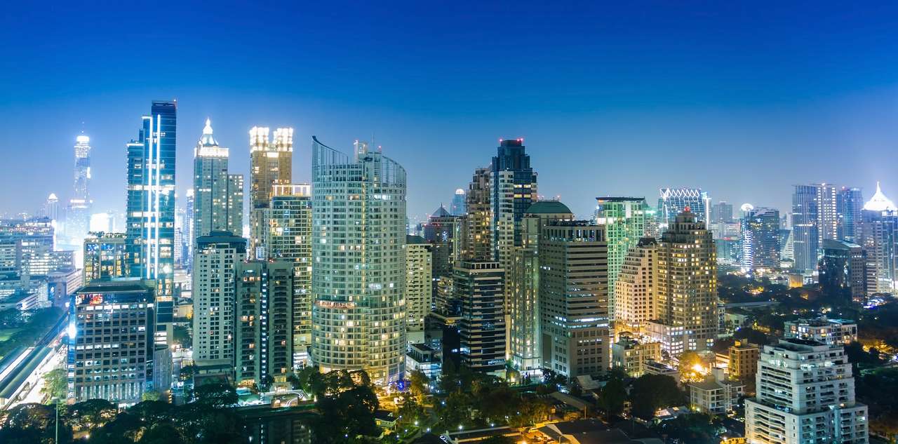 Bangkok miasta widok nocny, Tajlandia puzzle online