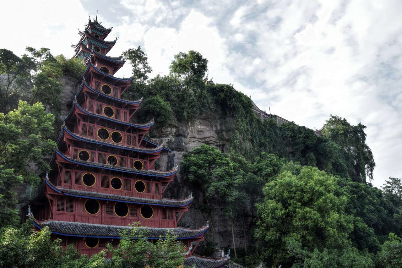 Świątynia It The Village Shibaozhai, Chiny puzzle online