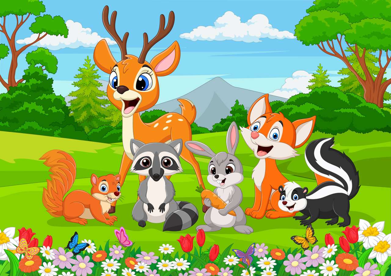 Dzikie zwierzęta w lesie puzzle online