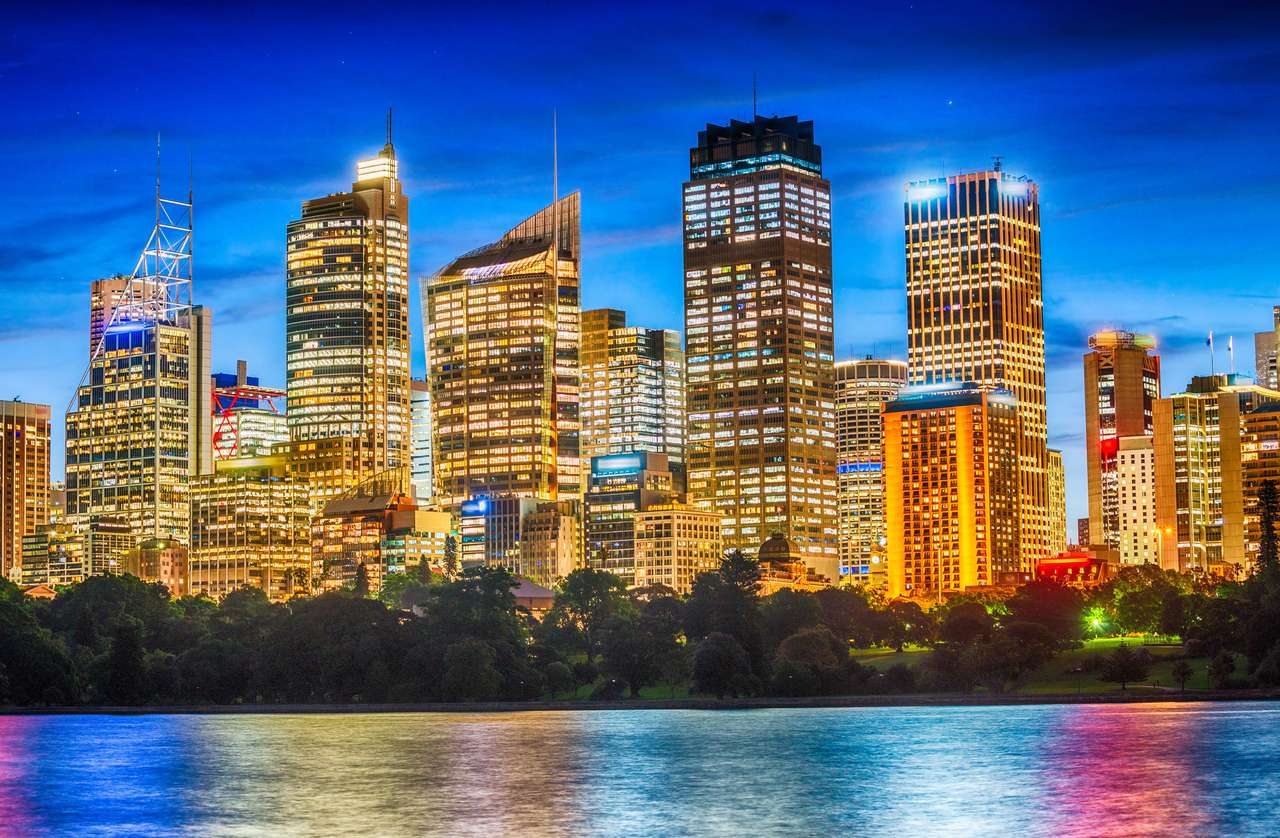 Sydney linia horyzontu w nocy. puzzle online