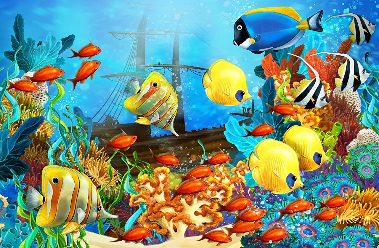 Kolorowe rybki puzzle online