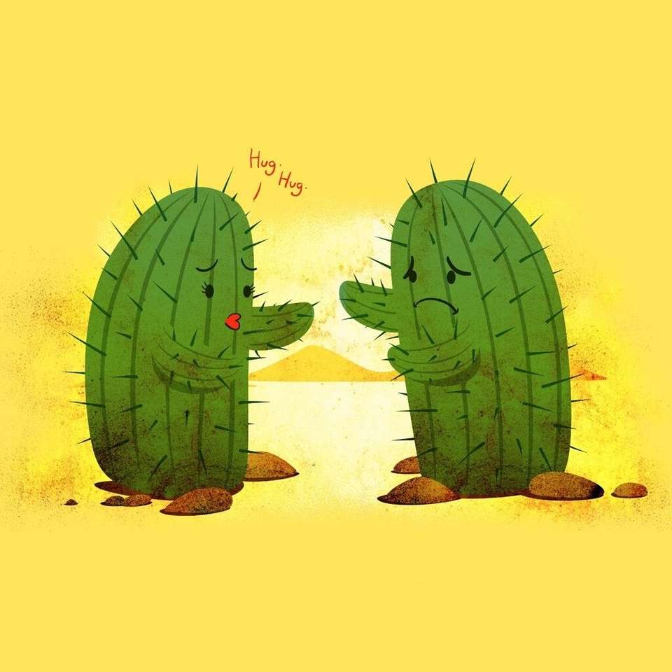 Dwa śmieszne kaktusy puzzle online