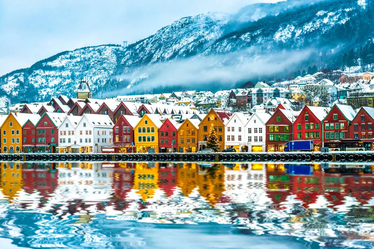 Widok na Brugia. Bergen Norwegia. puzzle online