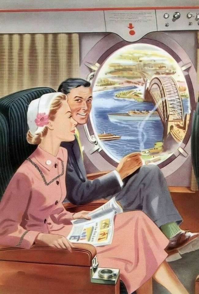 Podróż samolotem w latach 50-tych puzzle online