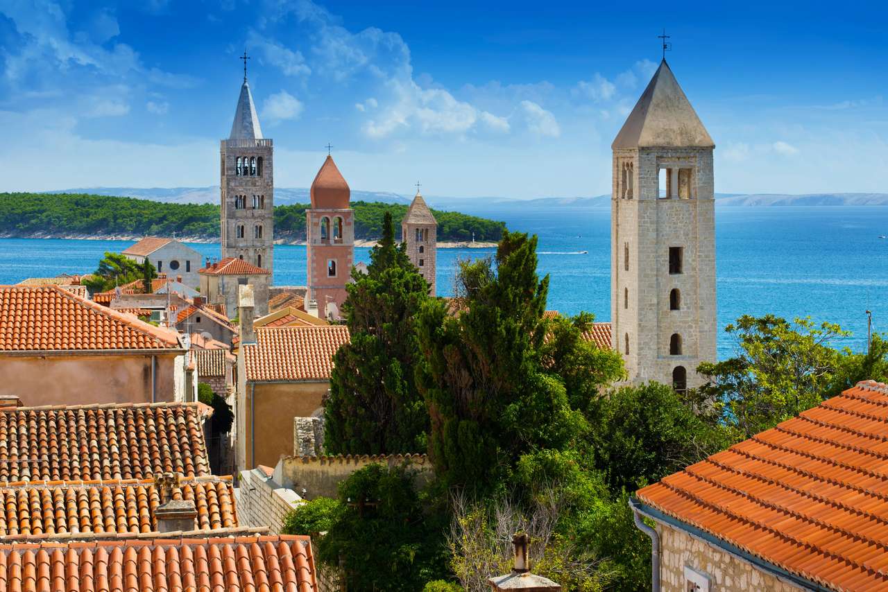 Piękny pejzaż w Chorwacji, miasto Rab puzzle online