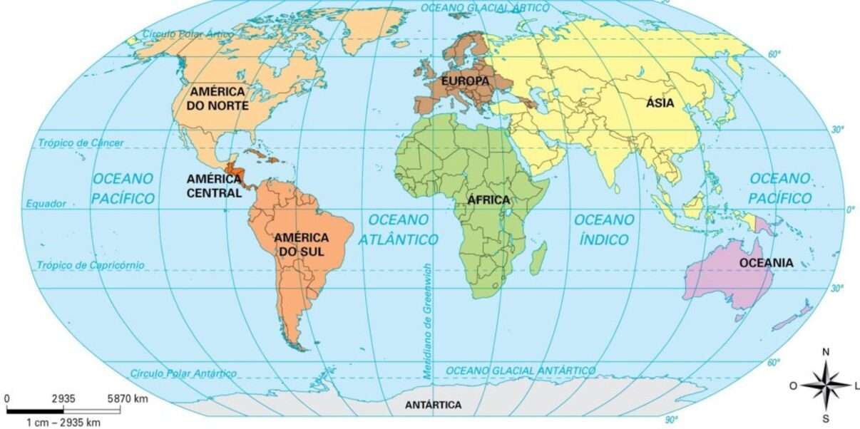 Mapa Mundi Continents. puzzle online