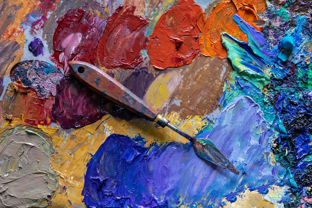 Różna kolorowa farba olejna puzzle online