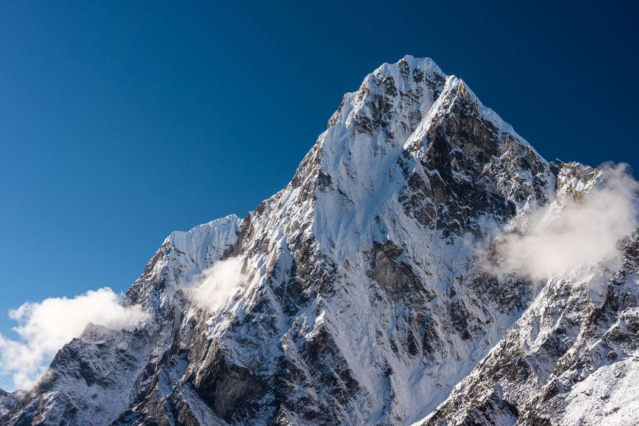 Cholatse Mountain Peak Widok z wioski Dzongla Rano, Góry Himalajów pasmo w Everest Base Camp Trekking trasę, Nepal, Azja puzzle online