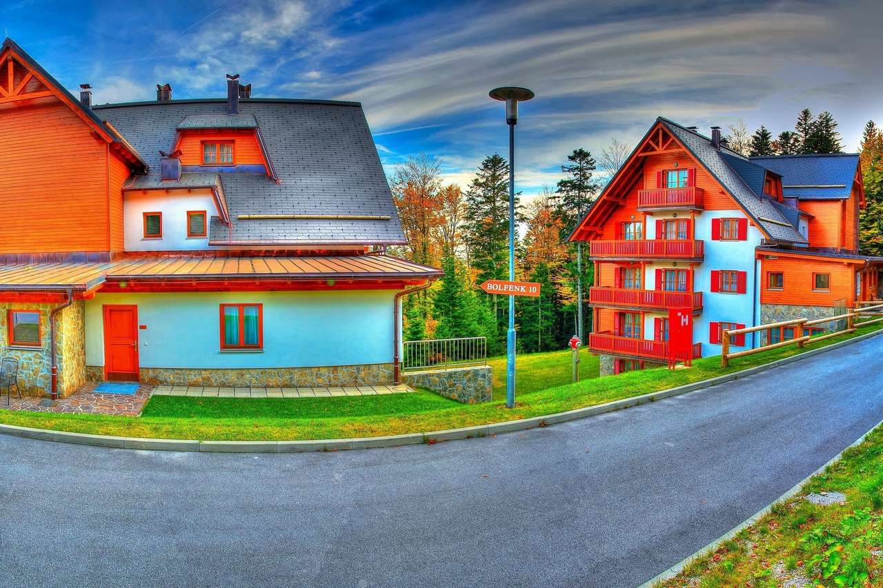 Ulica i kolorowe domy puzzle online