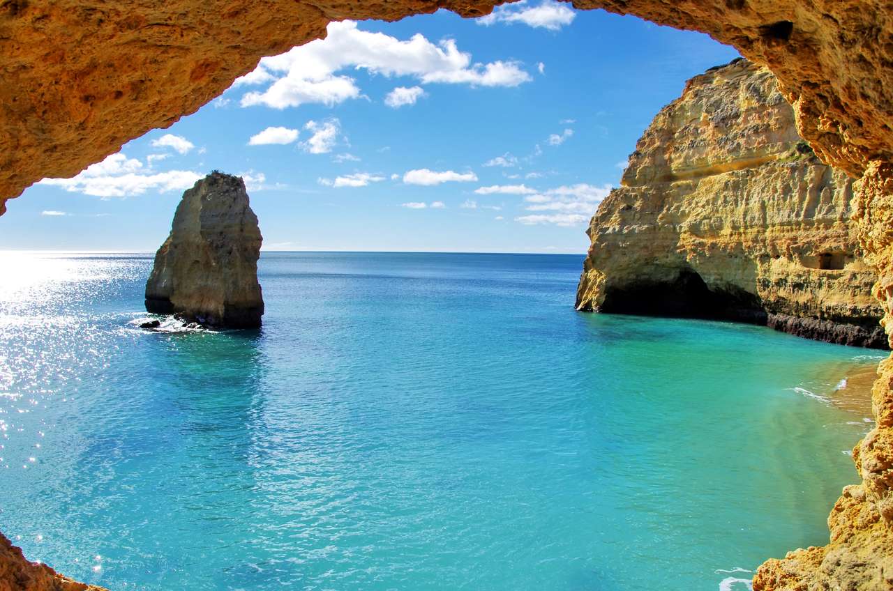 Formaciones rocosas en la costa del Algarve, Portugal rompecabezas