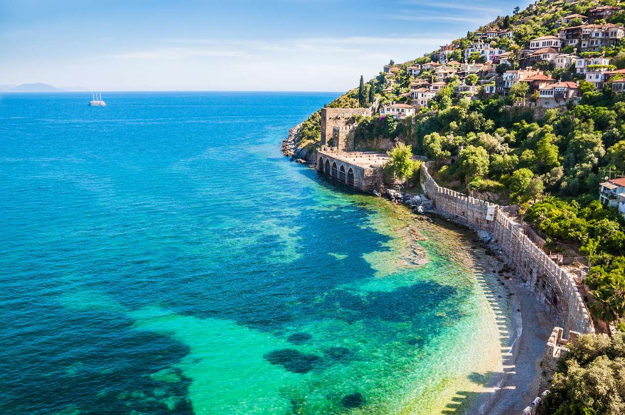 Morze plaża w Alanya, Turcja. Piękny krajobraz lato puzzle online