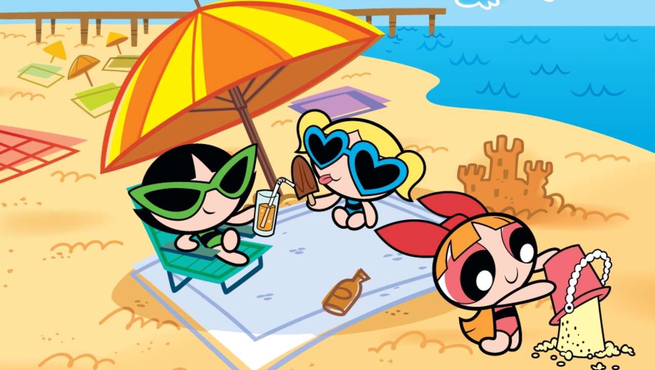 Powerpuff Girls na plaży puzzle online
