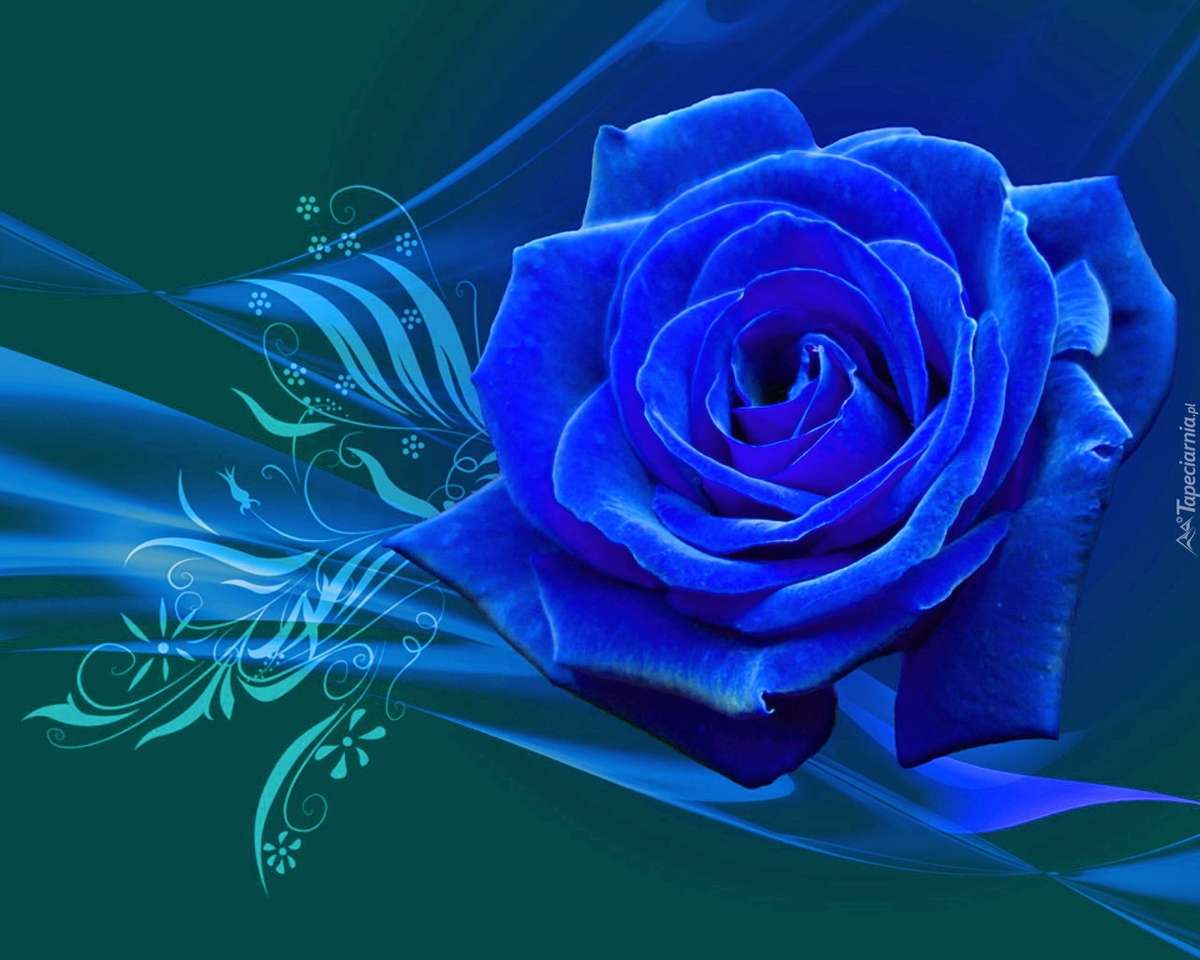 Grafika- niebieska róża puzzle online
