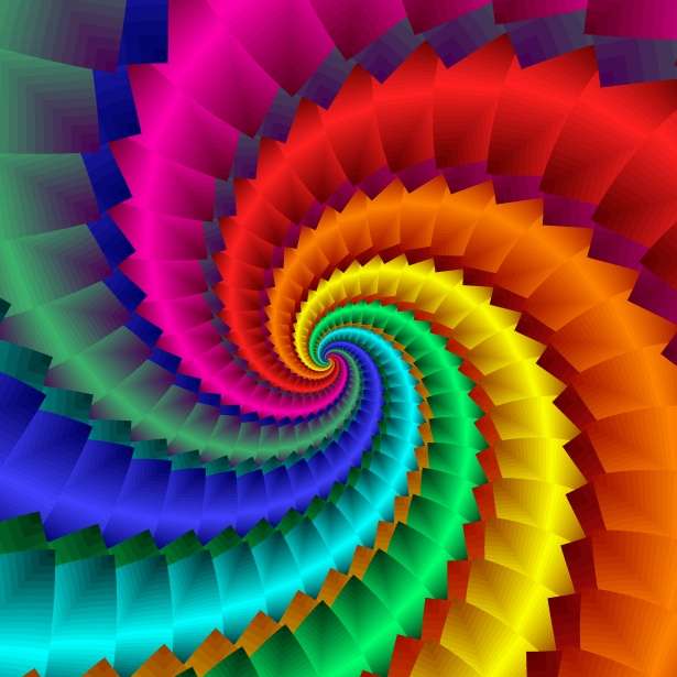Grafika komputerowa- spirala kolorowa puzzle online