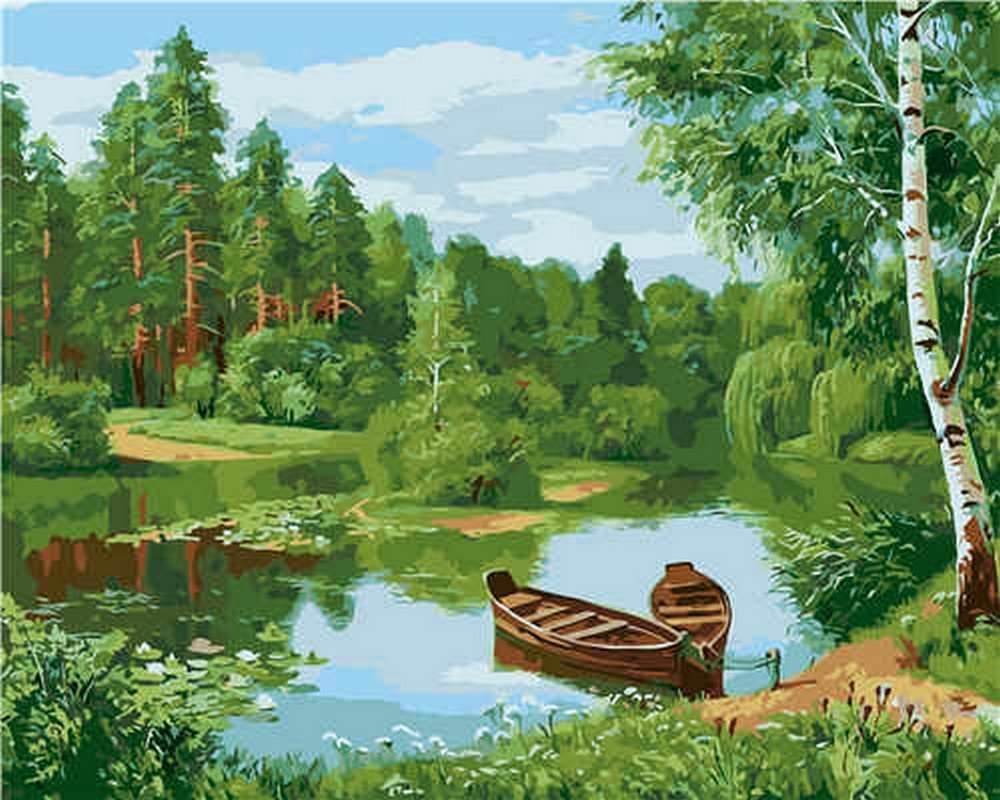 Pejzaż - rzeka w lesie puzzle online