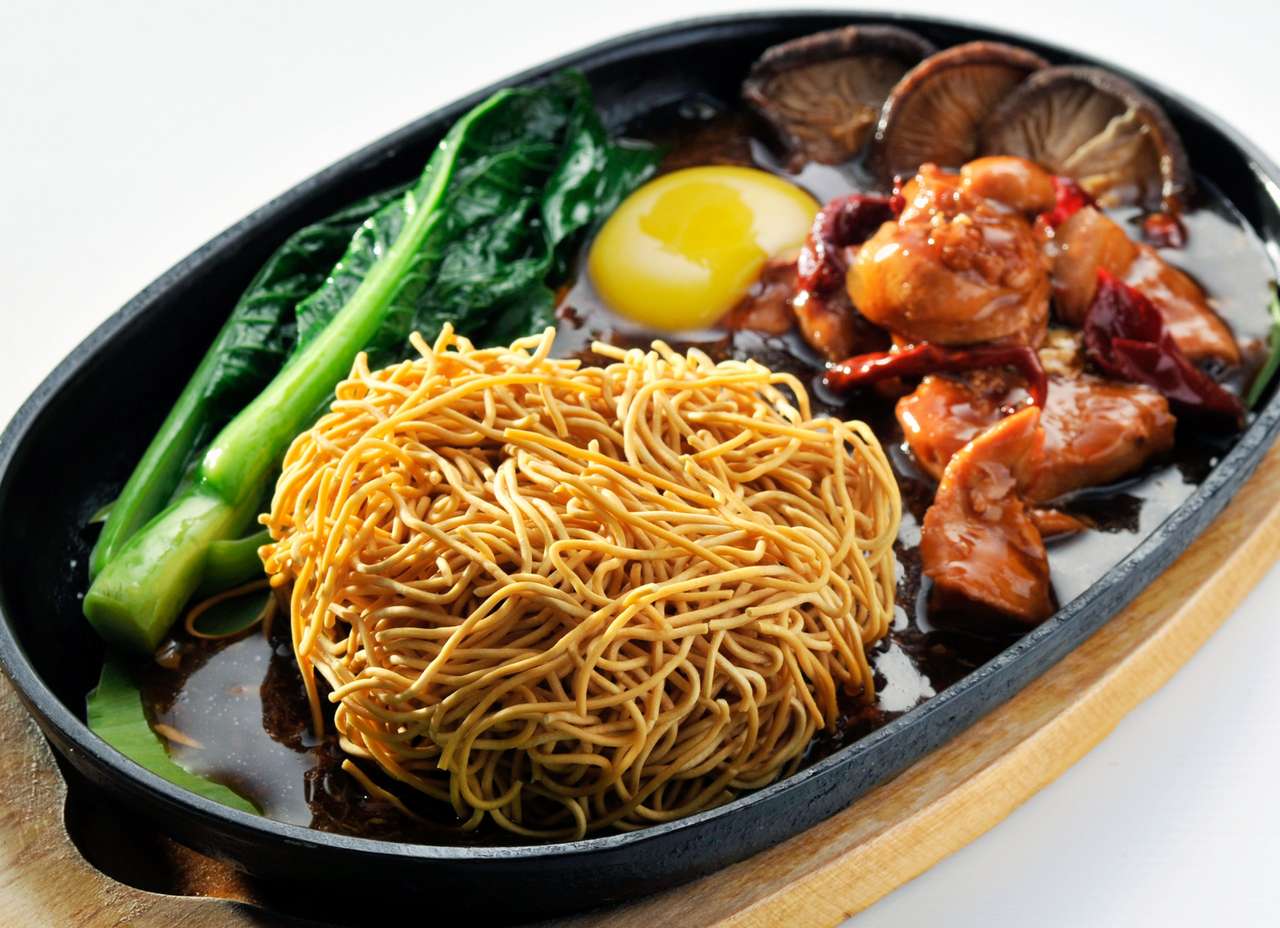 Chińskie jedzenie, Sizzling Crispy Noodle - Malezyjskie jedzenie puzzle