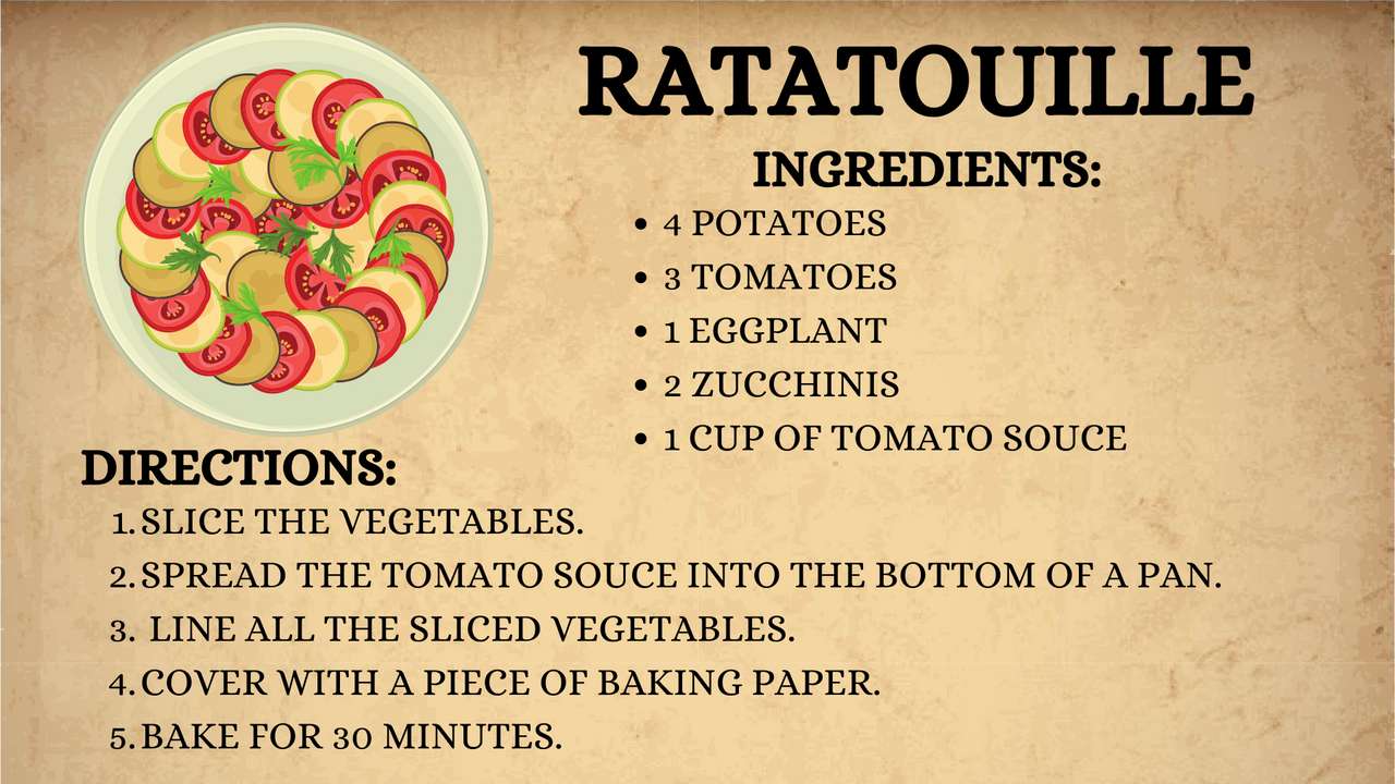 Przepis na ratatouille puzzle online