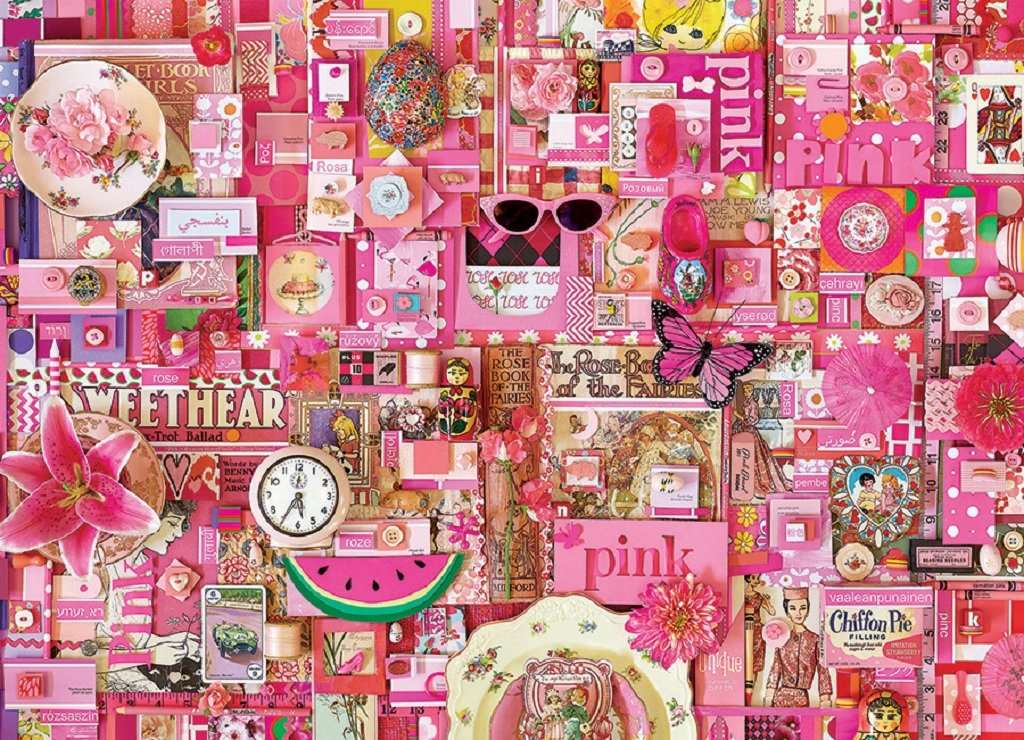 Różowy kolaż puzzle online
