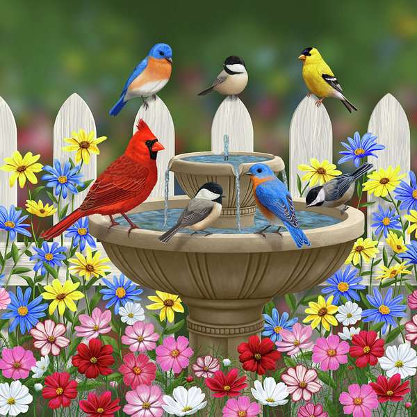 Ptaszki w ogródku. puzzle online