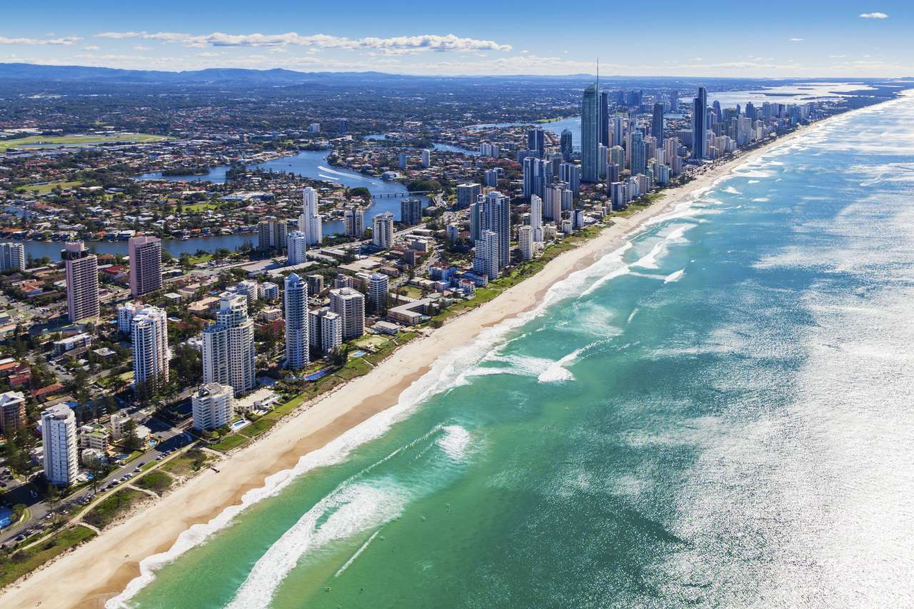Widok z lotu ptaka na Gold Coast, Queensland, Australia puzzle online