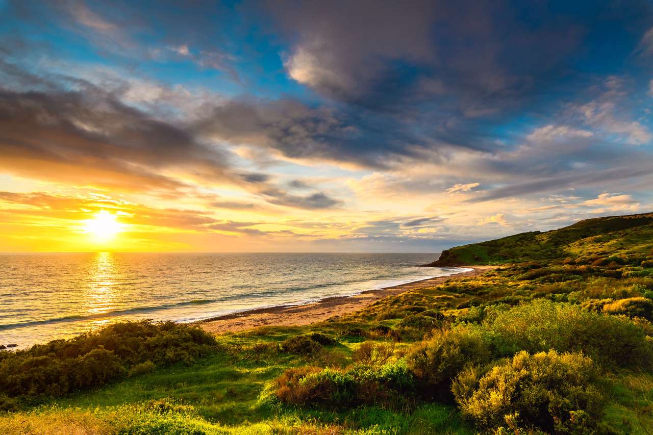Hallett Cove Beach o zachodzie słońca, Australia Południowa puzzle online