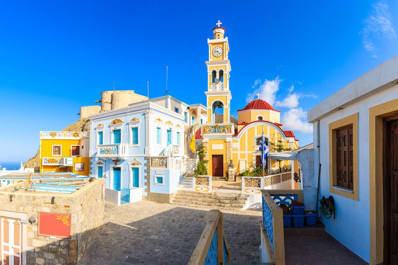 Kolorowe domy w wiosce Olympos puzzle online