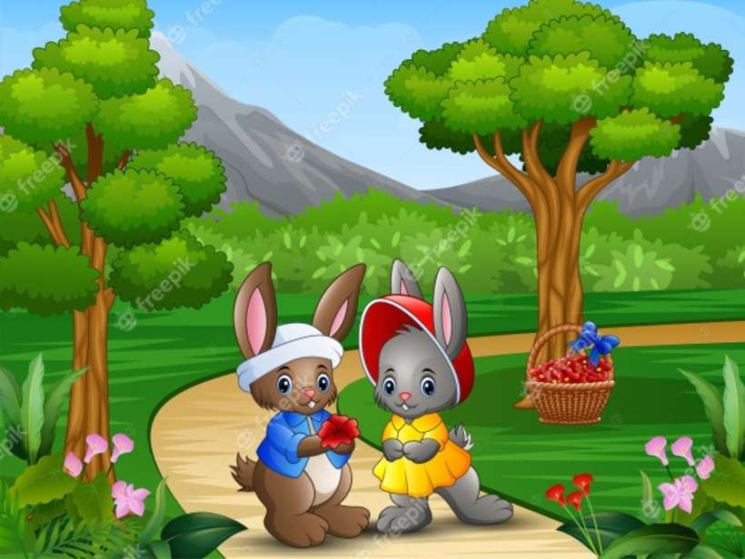 Para zakochanych króliczków puzzle online